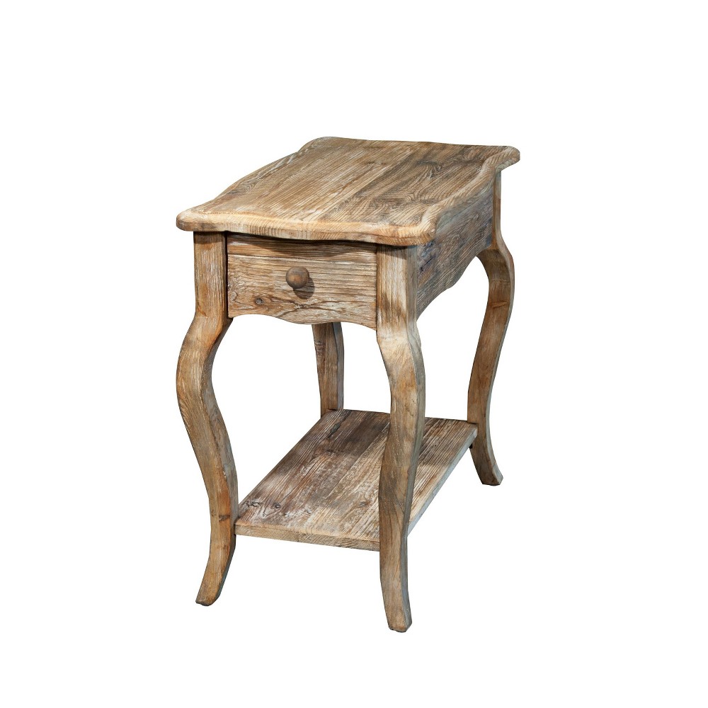 Photos - Coffee Table Rustic Reclaimed Chairside Table Distressed Brown - Alaterre Furniture