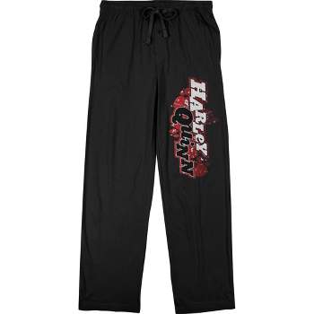 DC Comic Book Men's Harley Quinn Text Black Sleep Pajama Pants