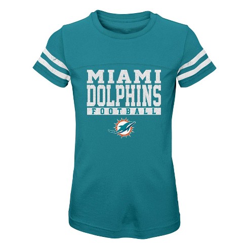 Nfl Miami Dolphins Girls' Short Sleeve Stripe Fashion T-shirt : Target
