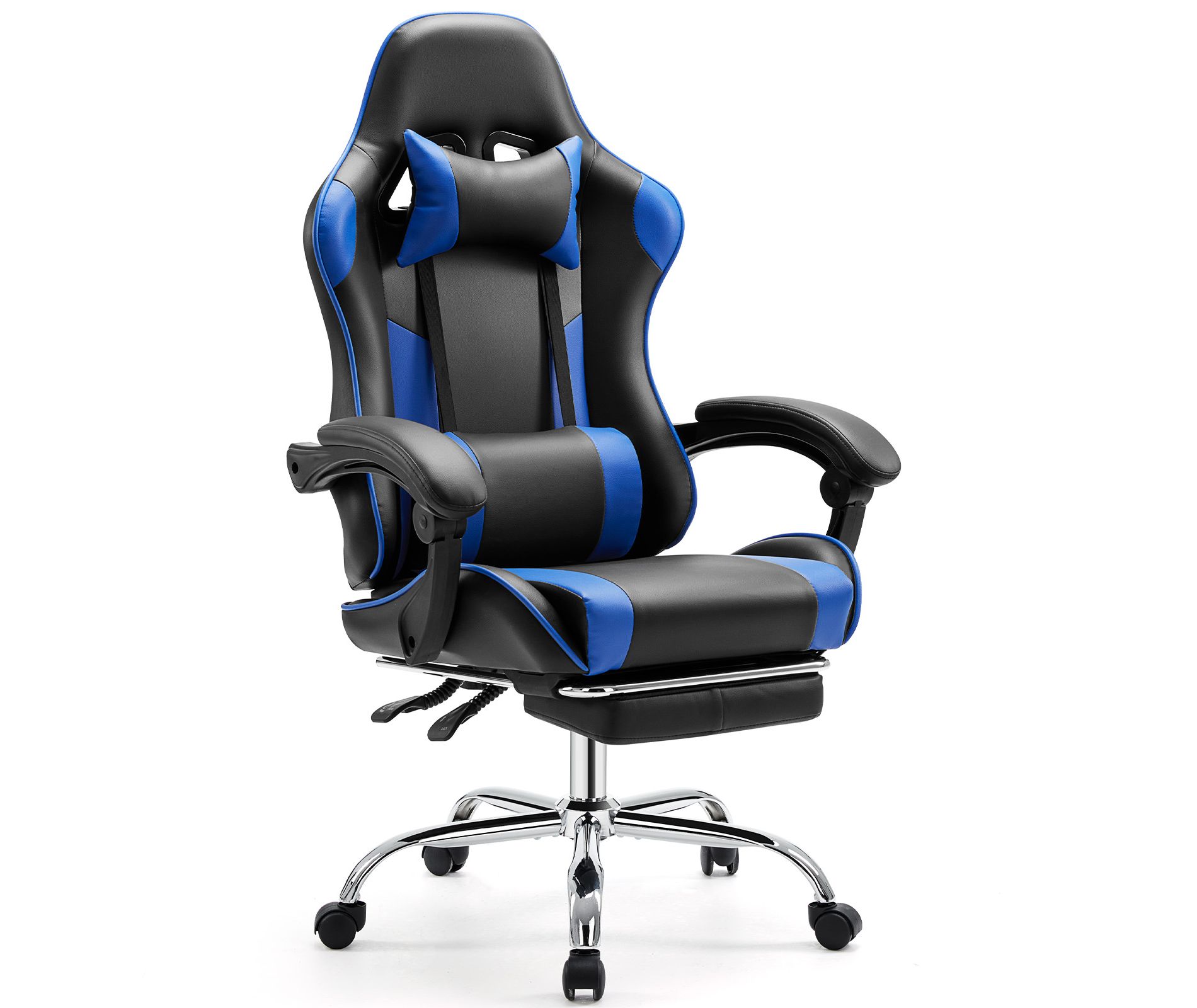 Bestier Ergonomic Gaming Chair - PU Leather gaming chair with Adjustable Footrest & Backrest, Lumbar Support