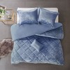 Sapphtopaz Blush Crushed Velvet Comforter Set Duvet Cover Set, Diamond Quilted Bedding Set with Throw Pillows, Machine Washable - 4 of 4