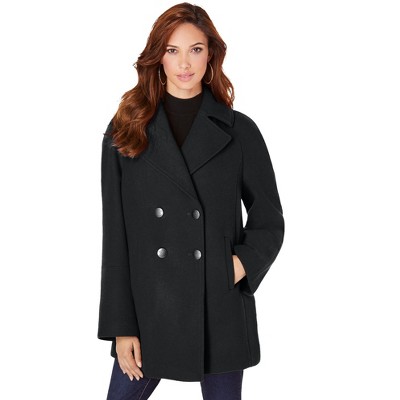 Roaman's Women's Plus Size Modern A-line Peacoat - 30/32, Black : Target