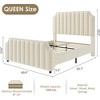 Velvet Upholstered Platform Bed Frame with 50.2" Headboard, Vertical Channel Tufted Design, Nailhead Trim and Footboard, No Box Spring Required. - 2 of 4