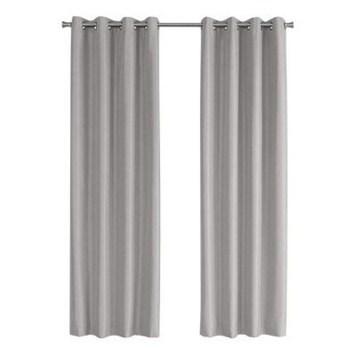 Monarch Specialties Curtain Panel 2Pcs Set 100 Blackout Grommet Living Room Bedroom Kitchen Thermal Insulation Polyester Grey Contemporary Modern