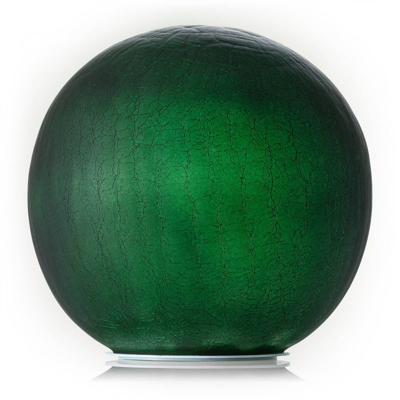 7&#34; Textured Glass Gazing Globe with LED Lights Green - Alpine Corporation, 4 of 7