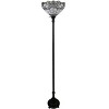 Amora Lighting White Color Torchiere Floor Lamp – 72 Inch Tall Handcrafted Stained Glass Shade with White & Bronze Finish - 4 of 4