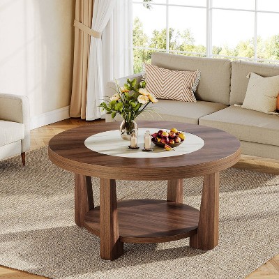 Hommoo 31.5" 2-Tier Round Coffee Table