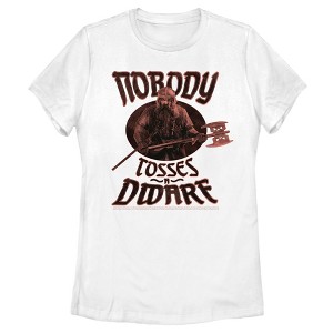 Women's Lord of the Rings Gimli Nobody Tosses a Dwarf T-Shirt - 1 of 4