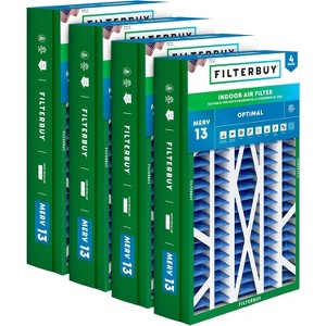 Filterbuy 14.5x27x5 Air Filter (4-Pack), Pleated MERV 13 Health Defense HVAC AC Furnace Filters for Trane, American Standard, Honeywell, & Accumul - 1 of 4