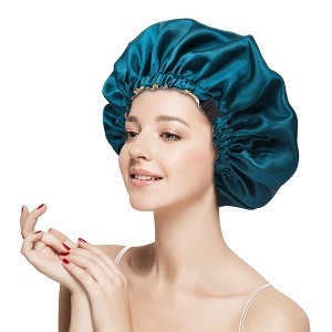 Anna-Kaci Silk Sleep Bonnet Adjustable Elastic Band Smooth Hair Protection Cap for Curly and Natural Hair - 1 of 4