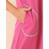 cheibear Women's V Neck Short Sleeves with Pockets Slit Long Nightgown - 4 of 4