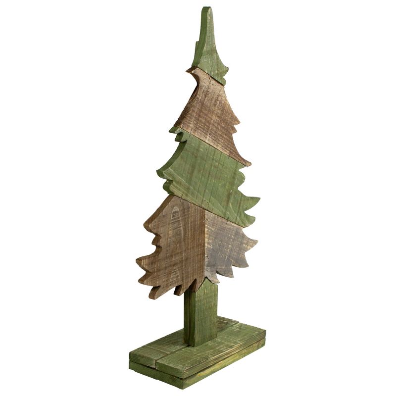 Northlight 20.5" Green and Brown Textured Wood Tabletop Christmas Tree, 5 of 7