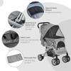 LOVMOR One-Click Fold Jogger Travel Pet Stroller with Swivel Wheels, Braket, Basket Storage, Safety Belts, Adjustable Canopy&Zippered Mesh Window Door - 3 of 4