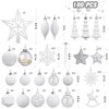 Aoibox 100pcs Christmas Tree Decorations Set Shatterproof Plastic Baubles Ornaments White Balls Stars Snowflakes for Holiday Wedding Party - 2 of 4
