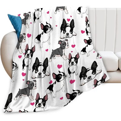 Boston Terrier Dog-patterned Blanket,measuring ,soft to the touch,thick and warm, a versatile piece for bedrooms and living rooms.