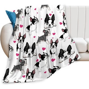Boston Terrier Dog-patterned Blanket,measuring ,soft to the touch,thick and warm, a versatile piece for bedrooms and living rooms. - 1 of 4
