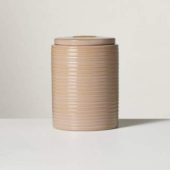 55oz Ribbed Stoneware Canister Blush - Hearth & Hand™ with Magnolia