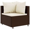 vidaXL Patio Sofa Set with Cushions Lounge Setting Outdoor Furniture Poly Rattan - Brown and Cream 4x Corner 5x Middle Table - 3 of 4
