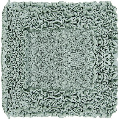 Sage Shaggy Border 100% Cotton Contour Bath Rug