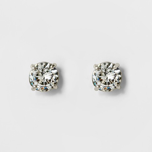 Women's Round Crystal Stud Earring - A New Day™ Silver : Target