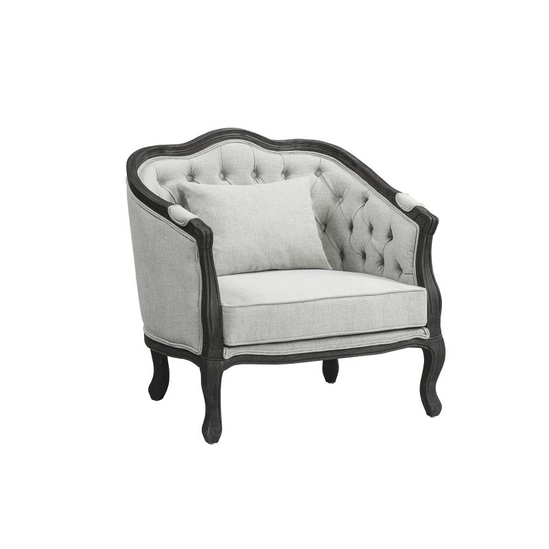 37&#34; Samael Accent Chair Gray Linen Dark Brown Finish - Acme Furniture, 2 of 5