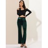 Allegra K Women's Velvet Tie Waist Stretchy Wide Leg Pants with Pockets - 3 of 4