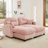 DOMETOUR Cloud Sectional Couch with 2 Ottoman, Beige Chenille Fabric Sofa, Tufted Backrest, Soft Pillows, High-Density Foam, Easy Assembly - 2 of 4