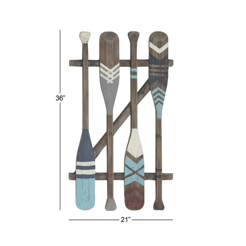 Coastal Wood Paddle Wall Decor with Arrow and Stripe Patterns - Olivia & May, 3 of 16