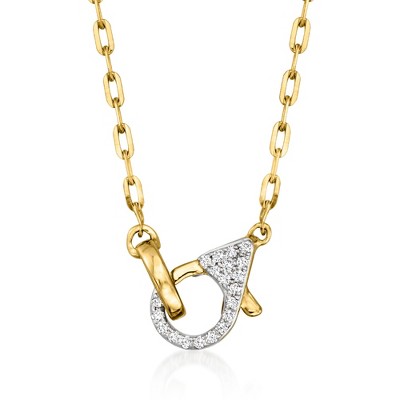 Pure Collection by Ross-Simons 14kt Yellow Gold Paper Clip Link Necklace With .16 ct. t.w. Diamond Lobster Clasp