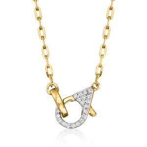 Pure Collection by Ross-Simons 14kt Yellow Gold Paper Clip Link Necklace With .16 ct. t.w. Diamond Lobster Clasp - 1 of 2