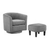 Grey Swivel Accent Chair 360° Comfy Recliner Corduroy Arm Chair Single Sofa with Ottoman for Living Room Bedroom - 2 of 4