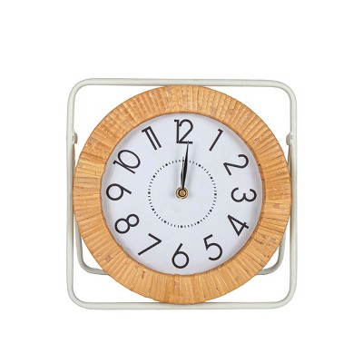 Round Decorative Tabletop Clock - Gray/Brass - Hearth & Hand™ with Magnolia