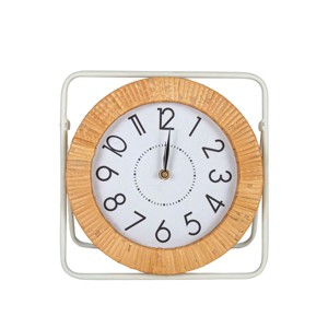 Tabletop Clock White Metal, MDF & Rattan by Foreside Home & Garden - 1 of 4