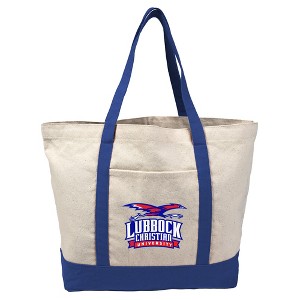 Lubbock Christian University Primary Logo Canvas Tote Bag With External Pocket, Reusable Shoulder Bag for Shopping, School, Beach - 1 of 4