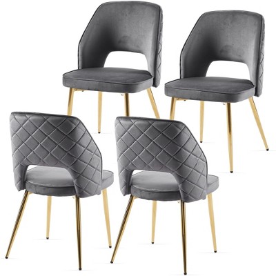 NicBex Dining Chair Set of 4 Modern Velvet Fabric Kitchen Chairs with Curved Backrest for Dining Room