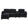 4-Seater L-Shaped Sectional Sofa, Corduroy Sofa with Cup Holders, USB Ports, Storage Ottoman & Movable Console - ModernLuxe - 2 of 4
