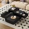 CAVINAS 33" Mid Century Modern Coffee Table, Unique Square Wooden Coffee Table with 3 Drawers, Tempered Glass and Solid Wood Legs for Living Room - 3 of 4