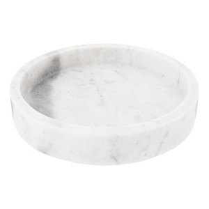 Storied Home Minimalist Round Carved Marble Tray or Charcuterie Board, White - 1 of 4