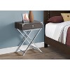 Monarch Specialties Accent Table Side End Nightstand Lamp Storage Drawer Living Room Bedroom Metal Laminate Brown Chrome Contemporary Modern - 2 of 4