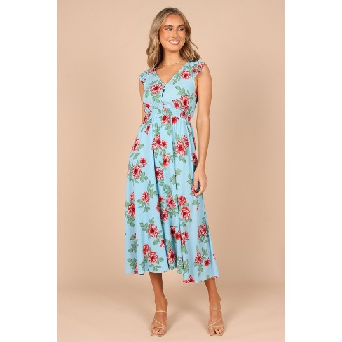 Cap sleeve clearance floral maxi dress