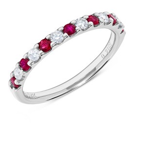 H.J. Namdar 0.57 ct tw Prong Set Alternating Round Diamond and Ruby Band Ring 14K White Gold Natural Rubies and Diamonds Size 6 - 1 of 4