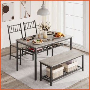 Dining Table Set for 4, Kitchen Table and 2 Chairs , 47.2" Rectangular Kitchen Table Set, Dining Room Table Set Grey - 1 of 4