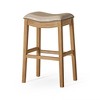 HomeRoots 31" Beige and Natural Faux Leather and Solid Wood Backless Bar Height Bar Chair - 4 of 4
