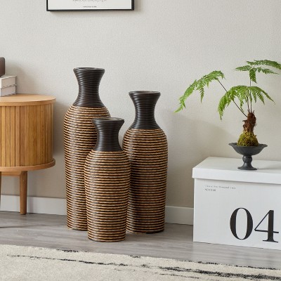 NicBex 3-Piece PVC Floor Vase Set, Decorative Tall Vases for Home Decor, Modern Design Dry Flower/ Branch Holders