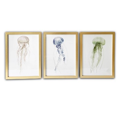 (Set of 3) 16" x 20" Jellyfish Framed Wall Canvas - Gallery 57