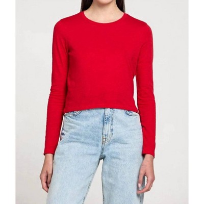 Women's Long Sleeve Cropped Crew Tee - GOLDIE