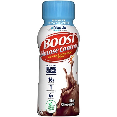 BOOST Glucose Control Balanced Nutritional Drink, Rich Chocolate, 8 FL OZ Bottles, 6 CT (Pack of 1)