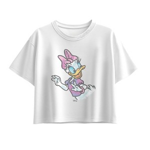 Girls' - Disney - Daisy Color Sketch Short Sleeve Boxy Graphic T-Shirt - 1 of 2