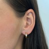EVRY JEWELS WATERPROOF Gold or Silver Plated Stainless Steel Marquise Crystal Huggie Hoop Earrings - 2 of 3