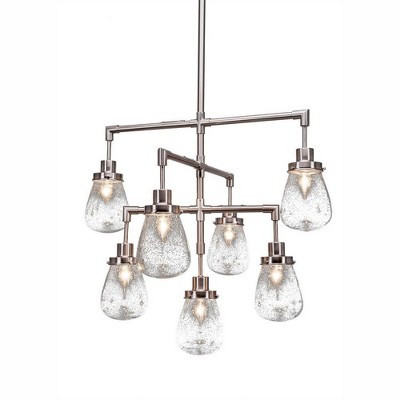 Toltec Lighting Meridian 7 - Light Chandelier in  Brushed Nickel with 5" Clear Bubble Shade